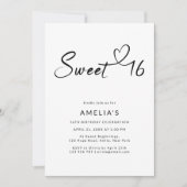 Eenvoudige moderne scripttypografie Sweet 16 Foto Kaart (Voorkant)