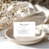 Eenvoudige moderne scripty Mr & Mrs RSVP-kaart Notitiekaartje