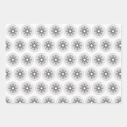 Eenvoudige, moderne Silver Starburst Kerstmis Inpakpapier Vel (Voorkant)