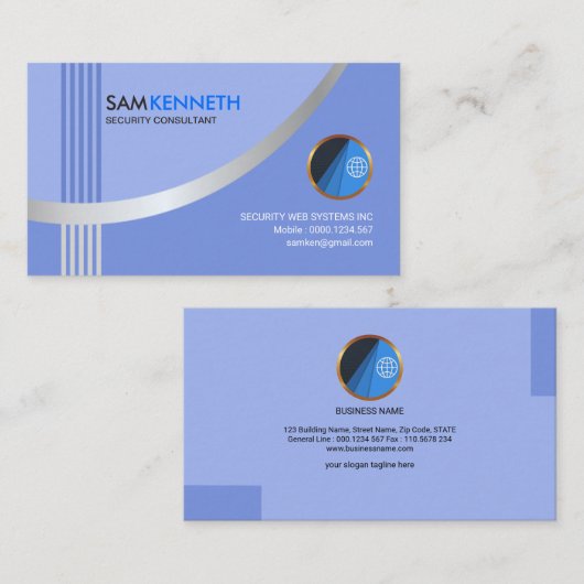 Eenvoudige, moderne Silver Wave Security Consultan Visitekaartje (Voorkant / Achterkant)