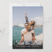 Eenvoudige Moderne Sla de Datum Op Elegante Script Save The Date (Voorkant)