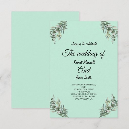 Eenvoudige moderne smaragd mooi groen de bruiloft bedankkaart (Voorkant / Achterkant)