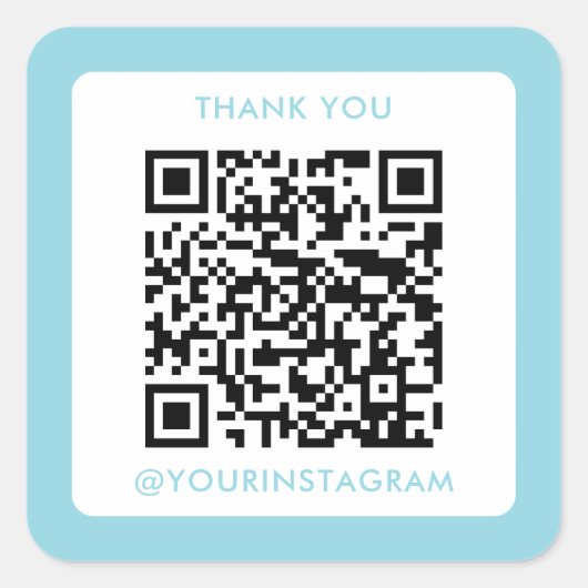 Eenvoudige moderne sociale media Bedankt QR-code Vierkante Sticker (Voorkant)