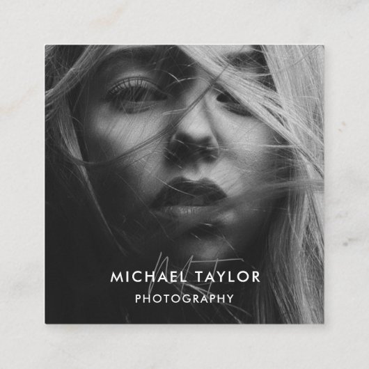 Eenvoudige moderne sociale media QR code foto verb Vierkante Visitekaartje (Achterkant)