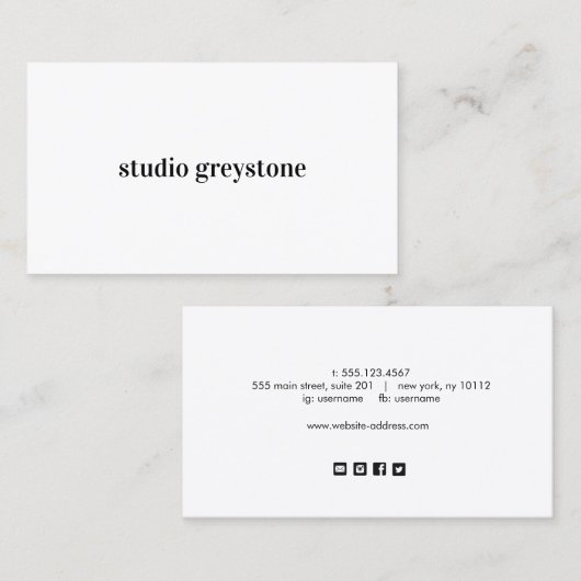 Eenvoudige moderne sociale medialictogrammen visitekaartje (Voorkant / Achterkant)