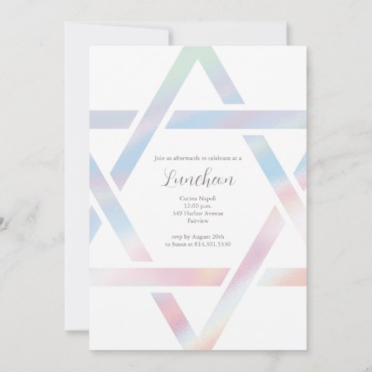 Eenvoudige moderne ster van David Pastel Bat Mitzv Kaart (Achterkant)