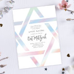 Eenvoudige moderne ster van David Pastel Bat Mitzv Kaart<br><div class="desc">Modern Star of David Pastel Bat Mitzvah Invitation beschikt over een unieke en moderne Star of David omtrek in een prachtig holografisch effect rond uw evenementdetails.</div>