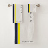 Eenvoudige Moderne Stijl Geel, Zwart & Wit Kustgeb Bad Handdoek (Insitu)