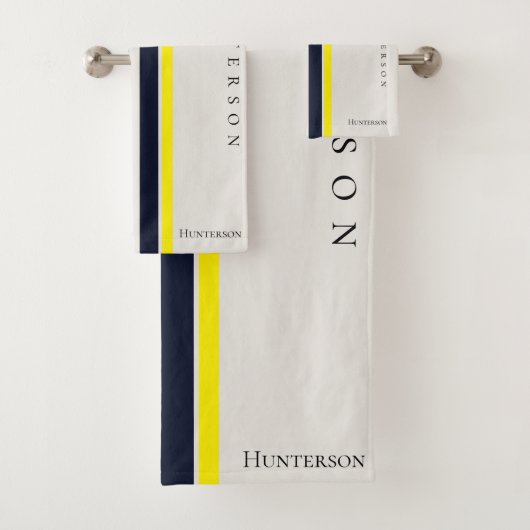 Eenvoudige Moderne Stijl Geel, Zwart & Wit Kustgeb Bad Handdoek (Insitu)