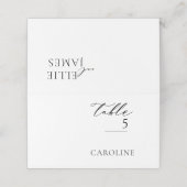 Eenvoudige moderne stijlvolle chique trouwplaatska plaatskaartje (Buitenkant ongevouwen)