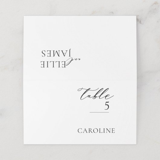 Eenvoudige moderne stijlvolle chique trouwplaatska plaatskaartje (Buitenkant ongevouwen)