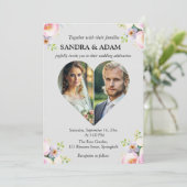 Eenvoudige Moderne Stijlvolle hart Foto chique bru Kaart (Staand voorkant)