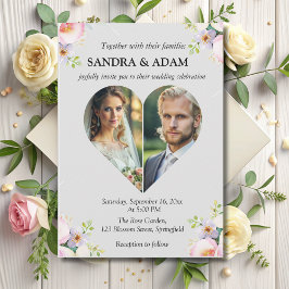 Eenvoudige Moderne Stijlvolle hart Foto chique bru Kaart