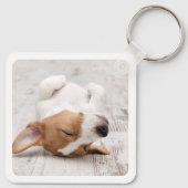 Eenvoudige moderne stijlvolle hondennaam 2 foto sleutelhanger (Achterkant)