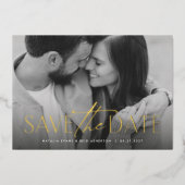 Eenvoudige moderne stijlvolle save the date foto folie uitnodiging (Voorkant)