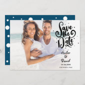 Eenvoudige Moderne Stippenfoto Opslaan Datum Save The Date (Voorkant / Achterkant)