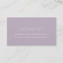 Eenvoudige Moderne Stof Lilac Huwelijkscadeau Regi Informatiekaartje