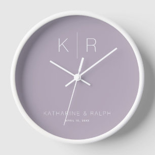 Eenvoudige Moderne Stof Lilac Monogram Huwelijkskl
