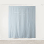 Eenvoudige Moderne Stofblauwe Monogram Trouw Achte Wandkleed (Voorkant)