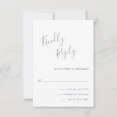 Eenvoudige moderne stoffige blauwe elegante bruilo RSVP kaartje (Voorkant)