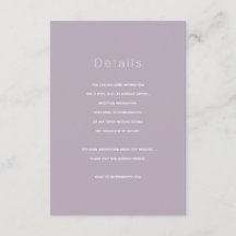 Eenvoudige moderne stoffige Lila bruiloft details 