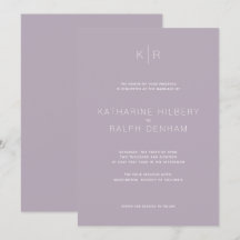 Eenvoudige moderne stoffige Lila huwelijksuitnodig