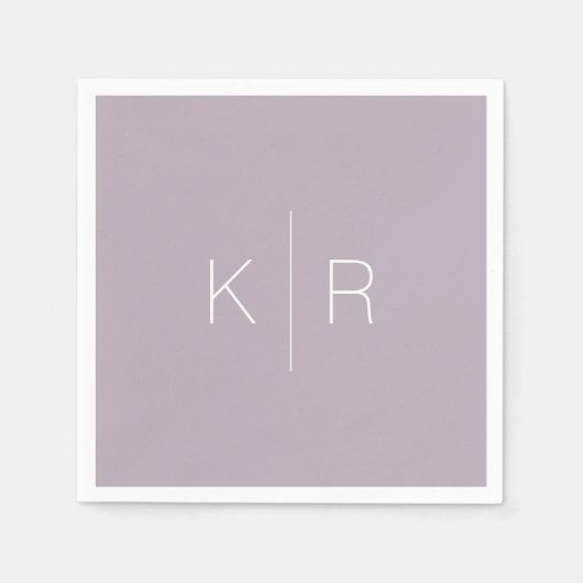 Eenvoudige moderne stoffige Lila Monogram bruiloft Servet (Voorkant)