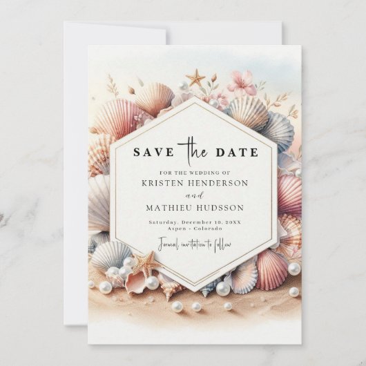 Eenvoudige moderne strand bruiloft save the date (Voorkant)