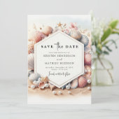 Eenvoudige moderne strand bruiloft save the date (Staand voorkant)