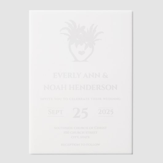 Eenvoudige moderne strand palmboom minimalistische vellum uitnodigingen (Voorkant)