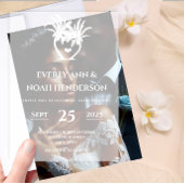 Eenvoudige moderne strand palmboom minimalistische vellum uitnodigingen