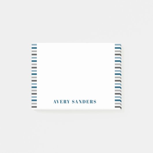 Eenvoudige Moderne Strepen Blauw en Grijs Post-it® Notes (Voorkant)