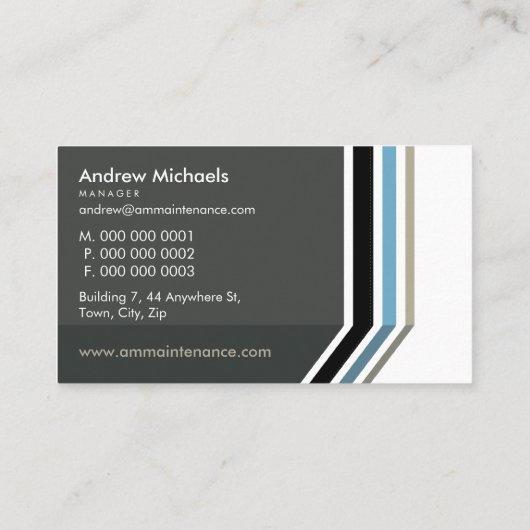 EENVOUDIGE MODERNE STRIPE trendy mannelijk grijs b Visitekaartje (Achterkant)