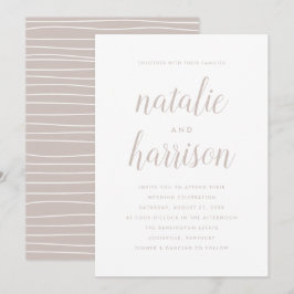 Eenvoudige moderne Taupe Script bruiloft Kaart