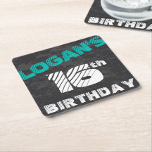 Eenvoudige Moderne Teal & Zwarte Tiener Jongen Ver
