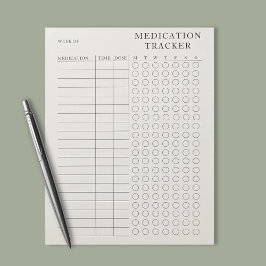 Eenvoudige Moderne Tearaway Wekelijkse medicatie t Notitieblok