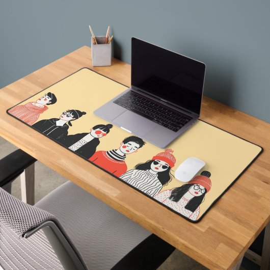 Eenvoudige moderne tekening van coole jonge mensen bureaumat (Kantoor 2)