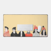 Eenvoudige moderne tekening van coole jonge mensen bureaumat (Keyboard & Muis)