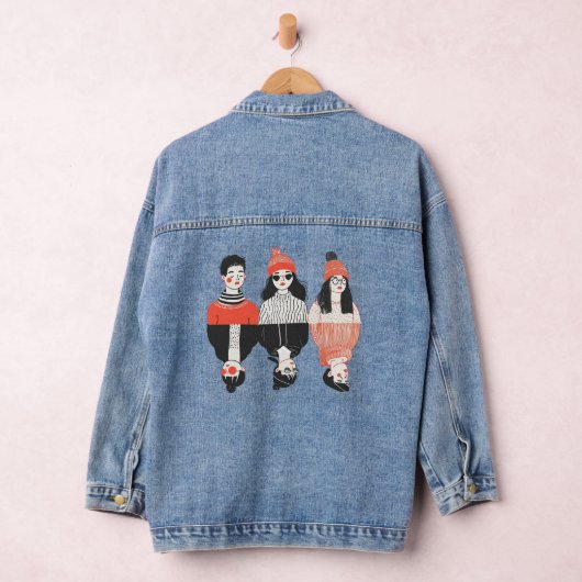 Eenvoudige moderne tekening van coole jonge mensen denim jacket (Hangar)