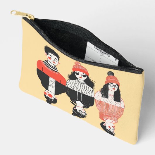 Eenvoudige moderne tekening van coole jonge mensen etui (Open)