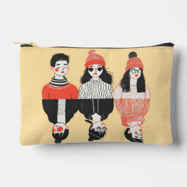 Eenvoudige moderne tekening van coole jonge mensen etui