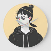 Eenvoudige moderne tekening van coole jonge mensen grote klok (Voorkant)