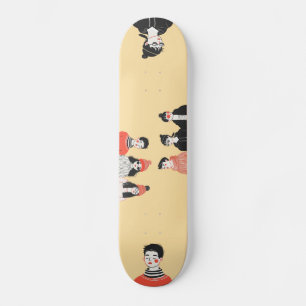 Eenvoudige moderne tekening van coole jonge mensen persoonlijk skateboard