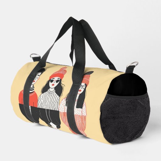 Eenvoudige moderne tekening van coole jonge mensen plunjezak (Rechterhoek)