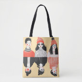 Eenvoudige moderne tekening van coole jonge mensen tote bag (Voorkant)