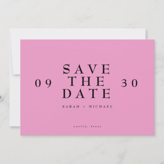 Eenvoudige moderne tekst alleen hot-roze bruiloft save the date (Voorkant)