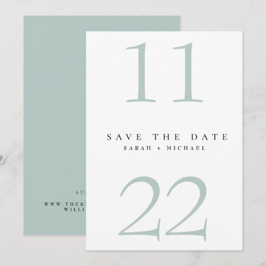 Eenvoudige Moderne Tekst Alleen seafoam Opslaan Da Save The Date (Voorkant / Achterkant)