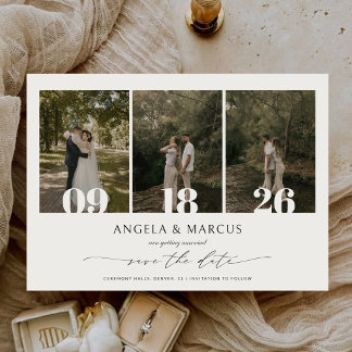 Eenvoudige Moderne Tekst en Foto Horizontaal | Tro Save The Date