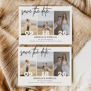 Eenvoudige Moderne Tekst en Foto Horizontaal Tro Save The Date