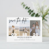 Eenvoudige Moderne Tekst en Foto Horizontaal | Tro Save The Date (Staand voorkant)